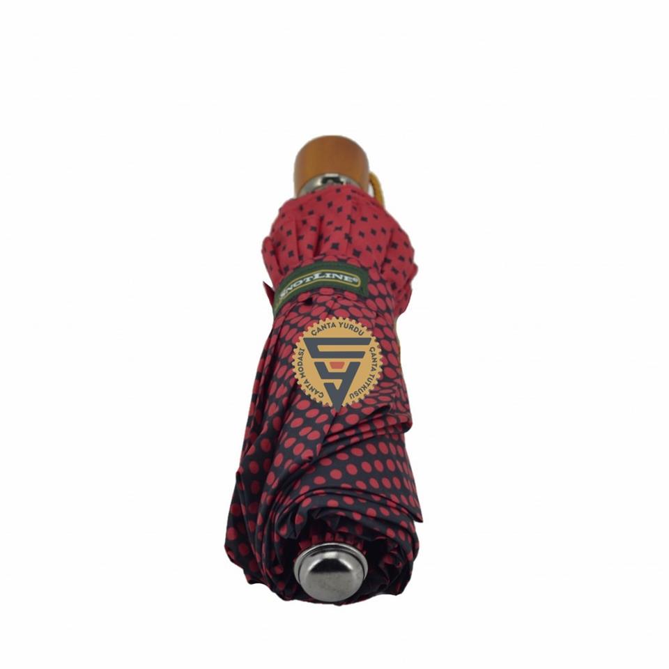 Snotline 07L Otomatik Mini Kadın Şemsiye  Puantiyeli Kırmızı
