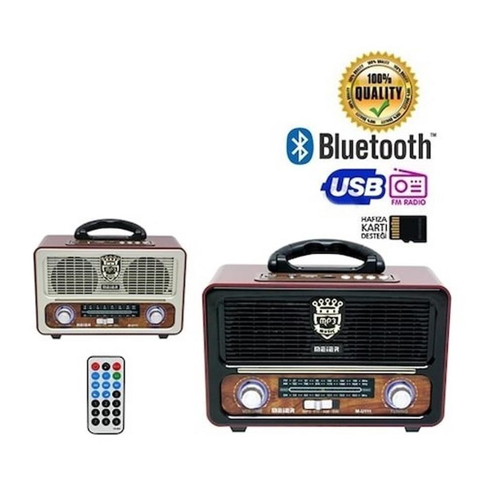 Nostaljik Vintage Radyo Bluetooth Kumandalı USB/SD Müzik Çalar Radyo