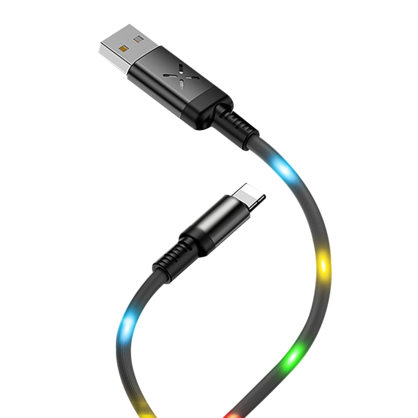 DC-10 Sese Duyarlı Işıklı 1M 2A Usb Lightning İphone Şarj Kablosu