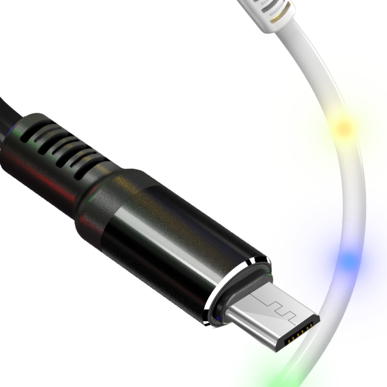 DC-09 Sese Duyarlı 1M 2A Işıklı Micro Usb Şarj Kablosu