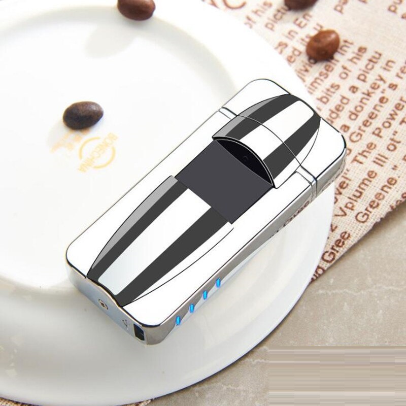 Sensörlü Alevsiz USB Şarjlı Tesla Çakmak Gümüş