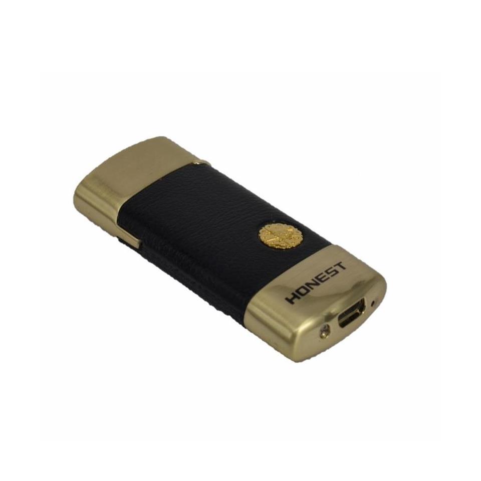 Usb Şarjlı Deri kaplama Metal Şarjlı Çakmak Siyah