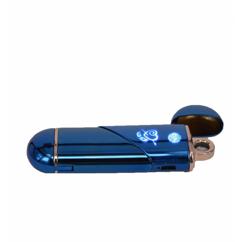 Kalp Şeklinde Fenerli Usb Şarlı tesla Çakmak Mavi