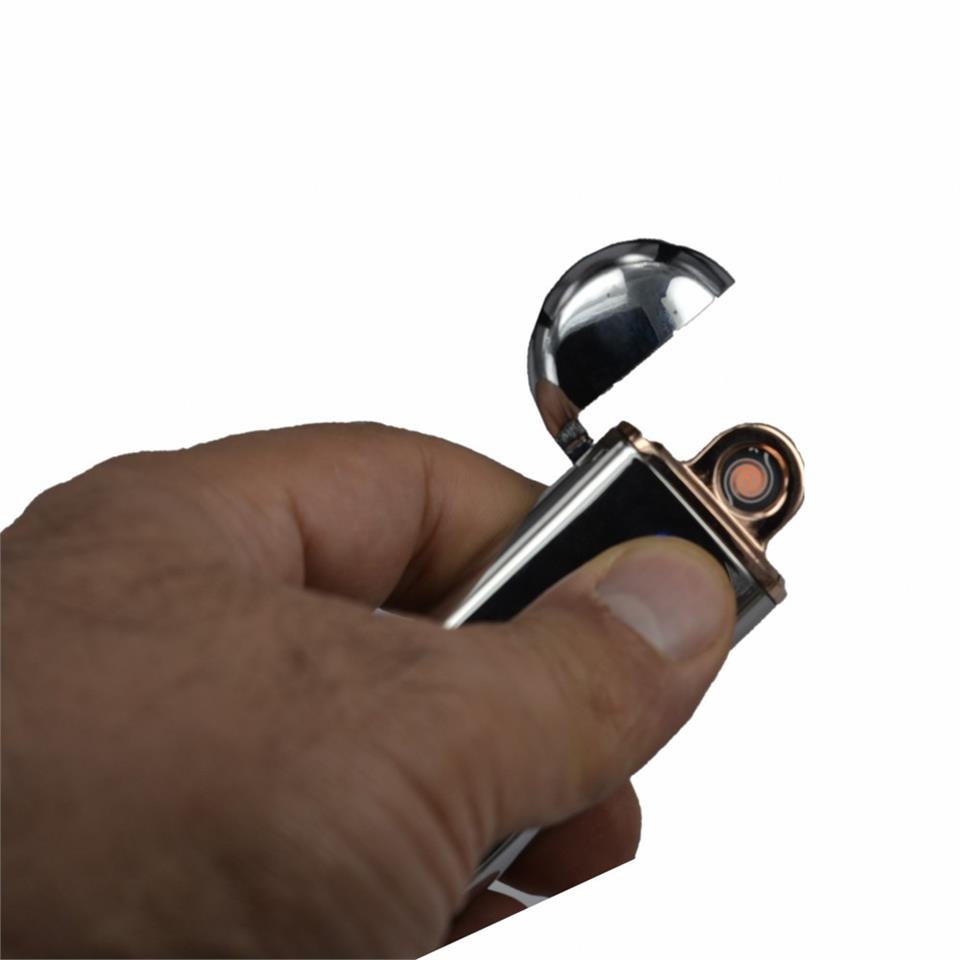 Kalp Şeklinde Fenerli Usb Şarlı tesla Çakmak Gümüş