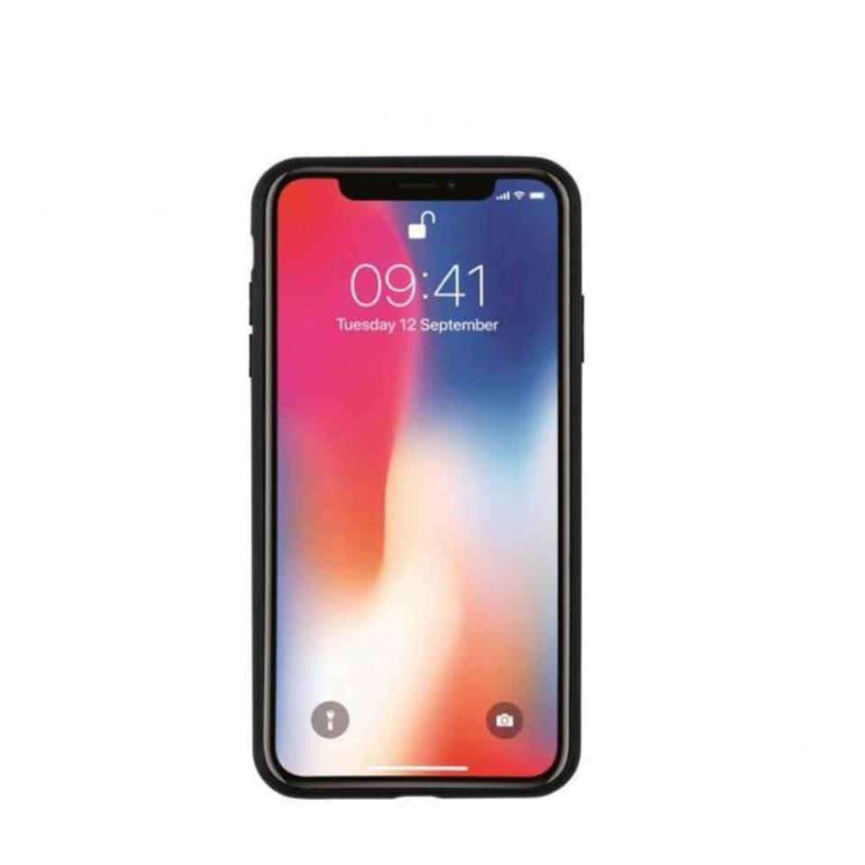 iPhone 11 Hakiki Deri Kapak Back Cover Kartlıklı Telefon Kılıfı Siyah