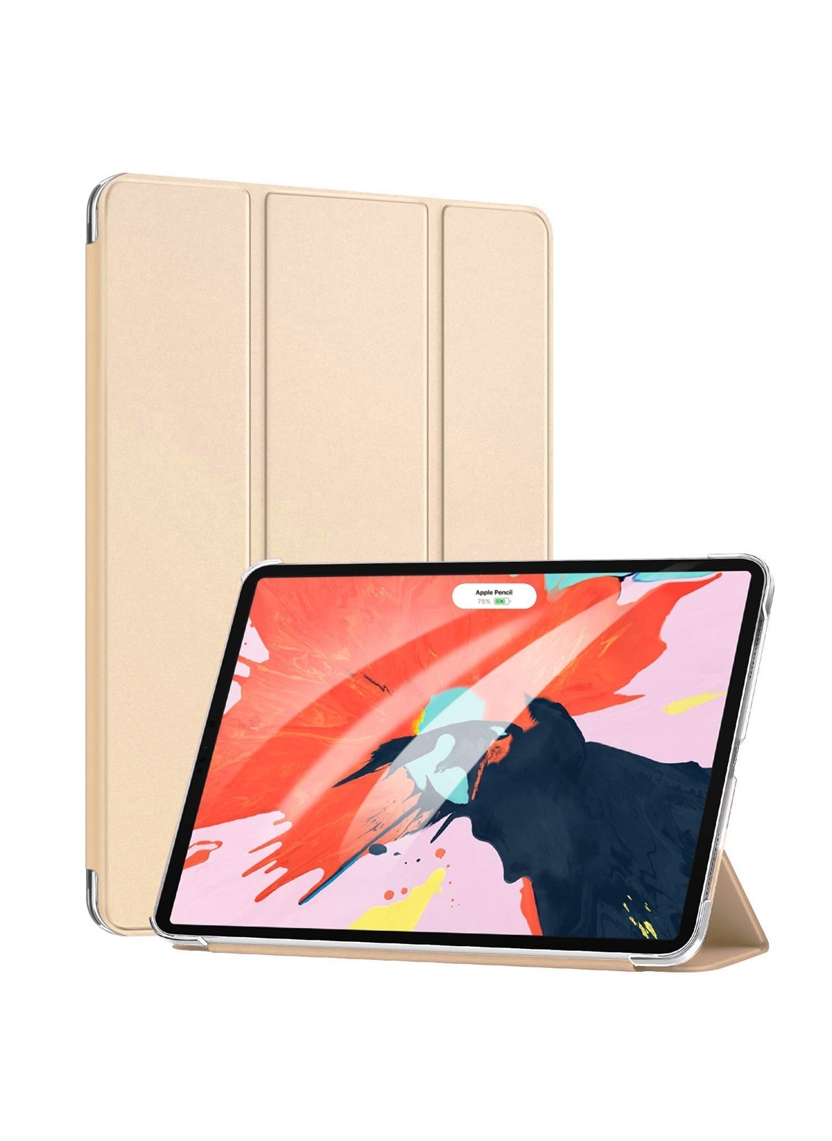 Apple iPad Pro 12.9 2020 2. Nesil Kılıf (A2228-A2068-A2230) Smart Case ve Arka Altın Dore