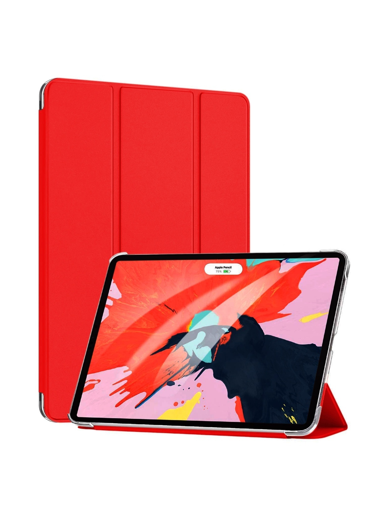 Apple iPad Pro 12.9 2020 2. Nesil Kılıf (A2228-A2068-A2230) Smart Case ve Arka Kırmızı