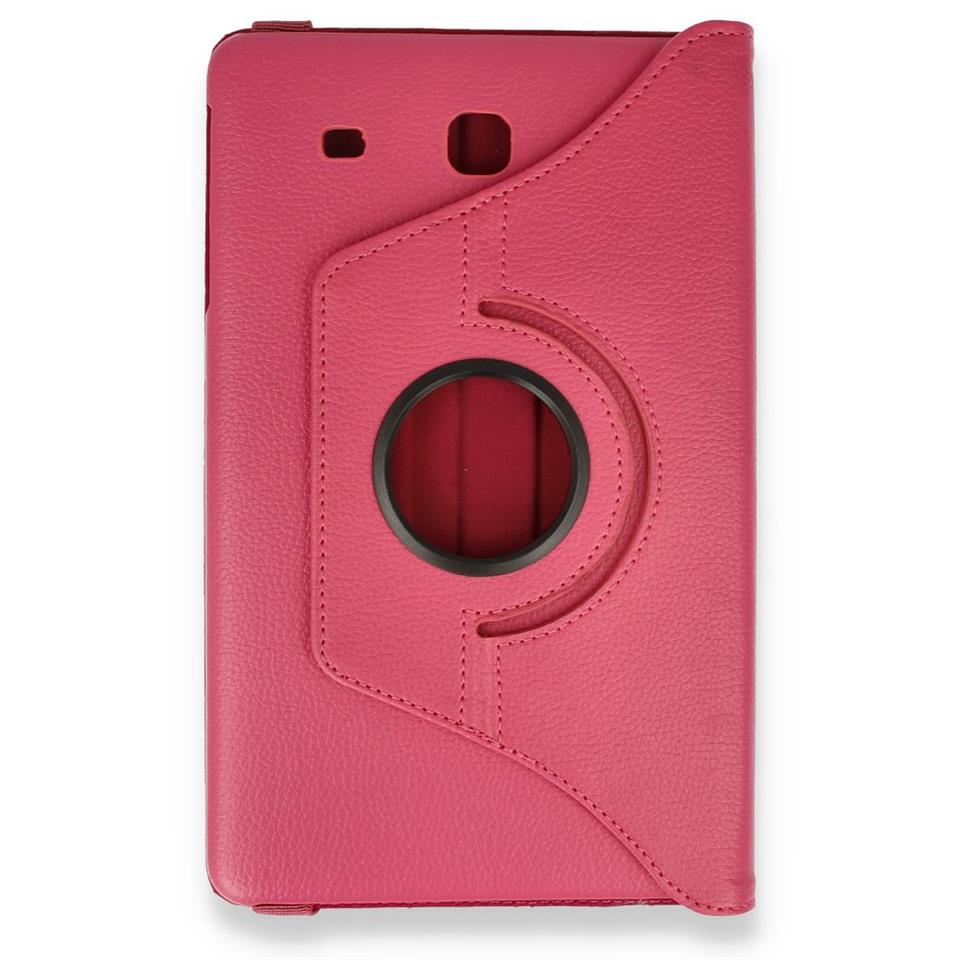 Samsung Galaxy T560 Tab E 9.7 Kılıf 360 Tablet Deri Kılıf Pembe