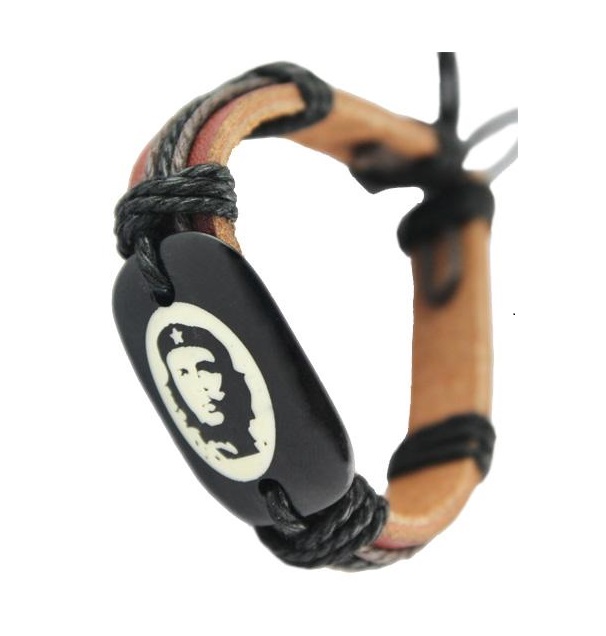 Che Guevara Figürlü Deri Bileklik Kahve