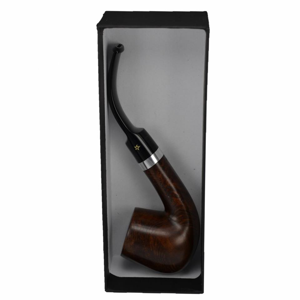 Şahin Sarı Yıldız Bent Billiard 9 mm Filtreli Akrilik Saplı Pipo Cy620