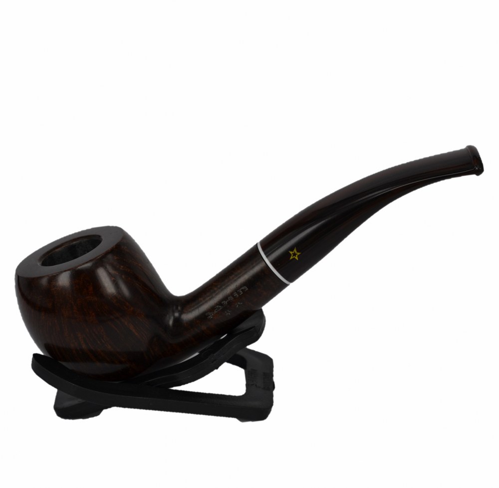 Şahin Sarı Yıldız Halfbend Billiard 9 mm Filtreli Ebonit Saplı Pipo Cy308