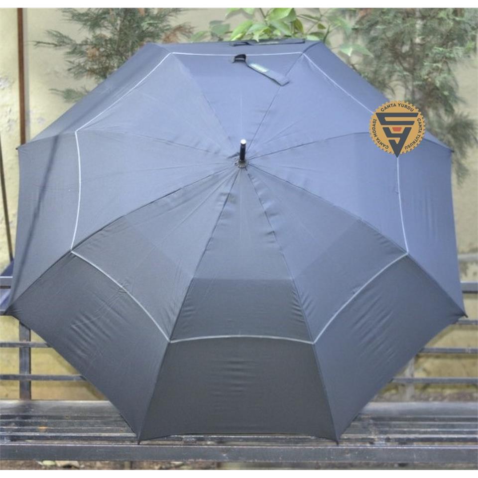 April A-252G Protokol Vale Şemsiyesi Çift Katmanlı Şemsiye Siyah 130 Cm Çap