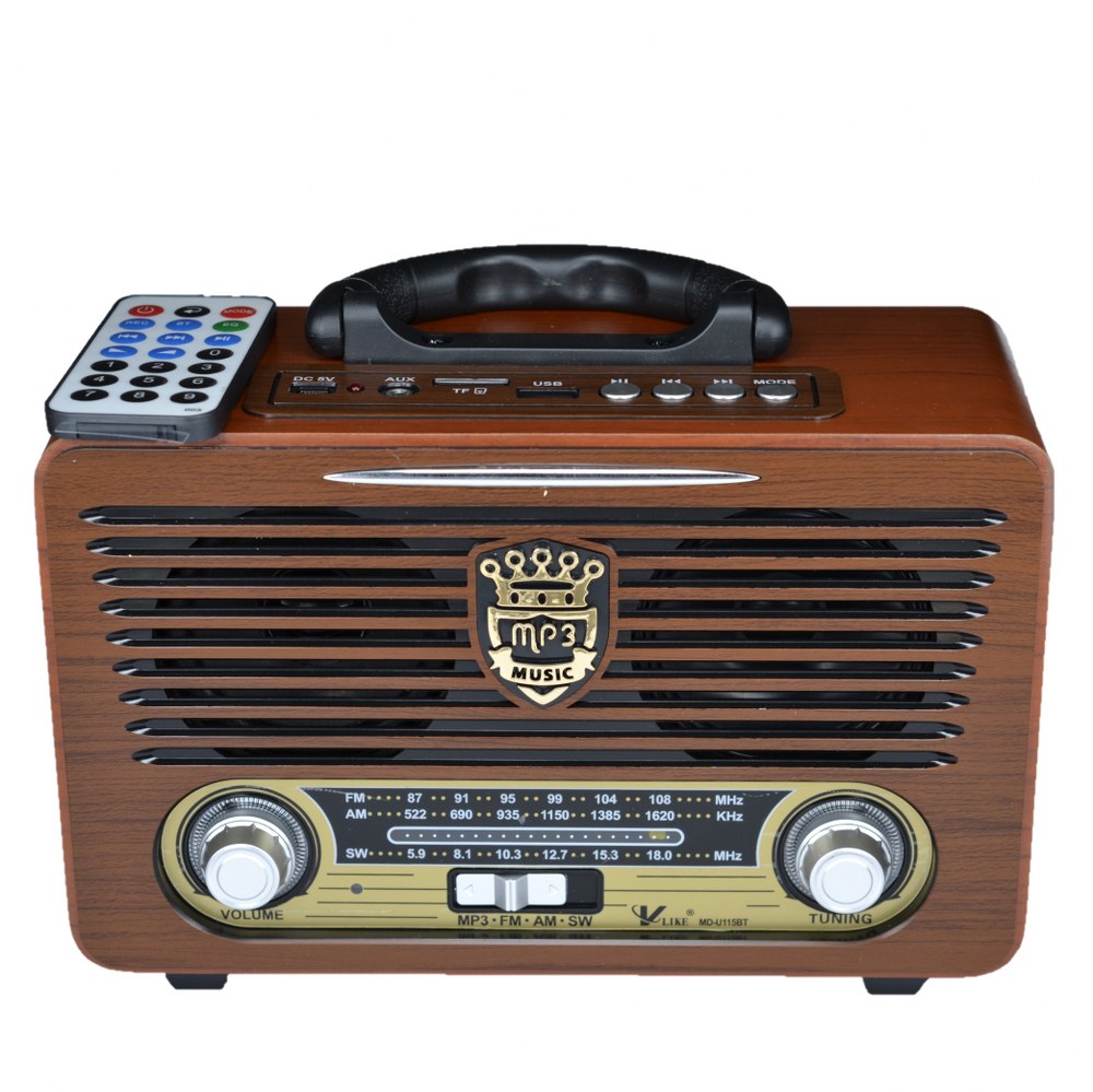 Retro Nostaljik Mdu115bt Radyo Bluetooth Kumandalı USB/SD Müzik Çalar Radyo