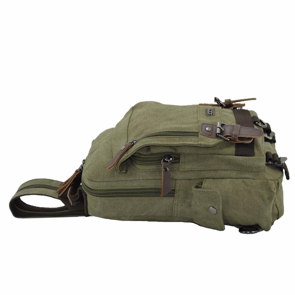 Ççs 31327 Kanvas Çapraz Askılı Sırt ve Göğüs Çantası Haki