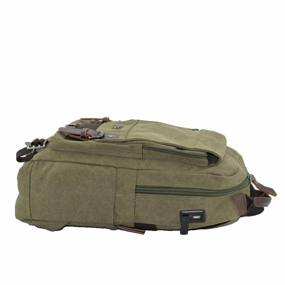 Ççs 51372 Kanvas Laptop Sırt Çantası Haki