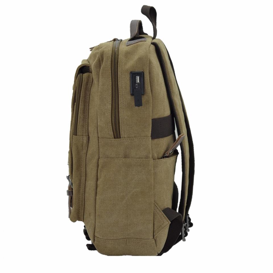 Ççs 51372 Kanvas Laptop Sırt Çantası Kahve