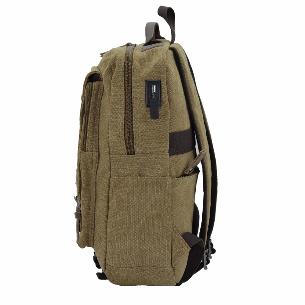 Ççs 51372 Kanvas Laptop Sırt Çantası Kahve