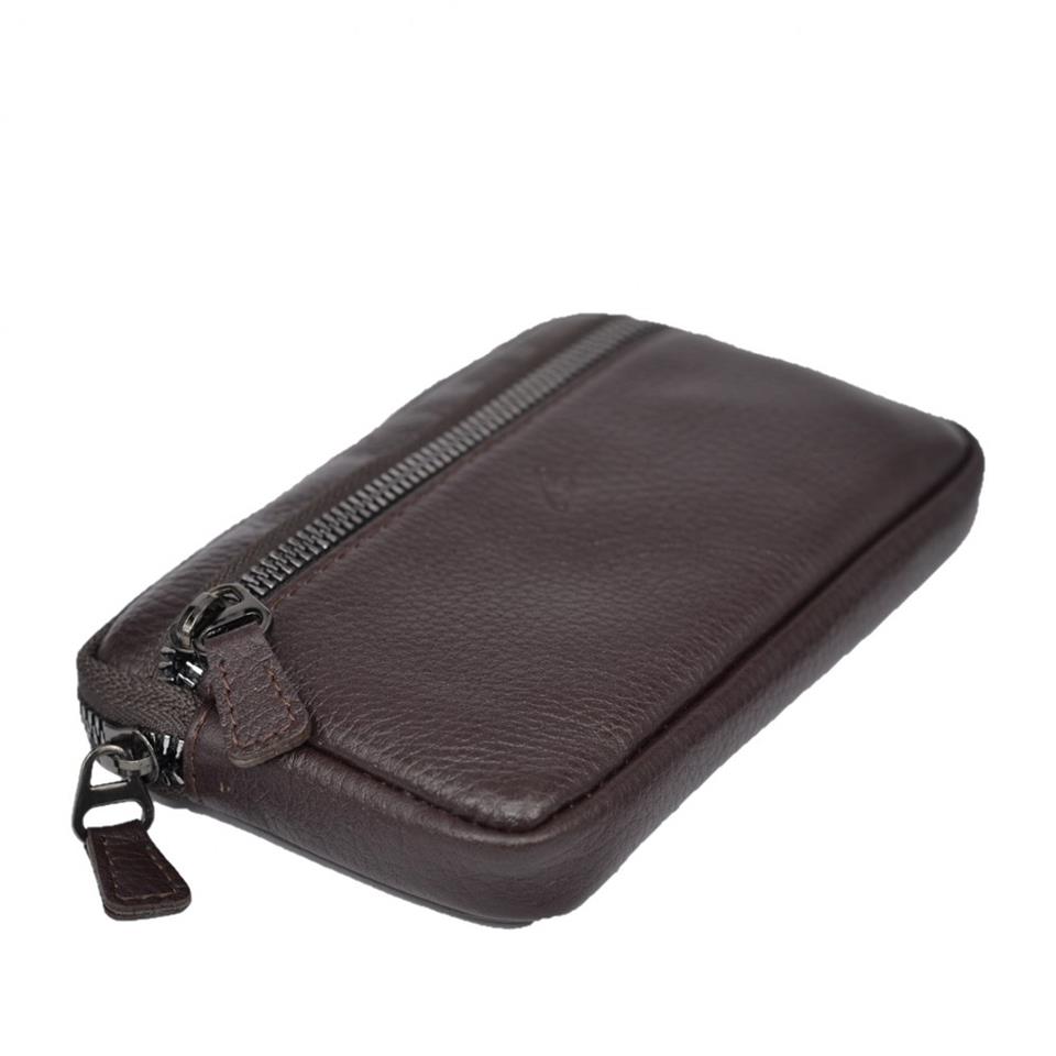 Hakiki Deri Minimal El ve Bel Çantası 16x10 Kahve