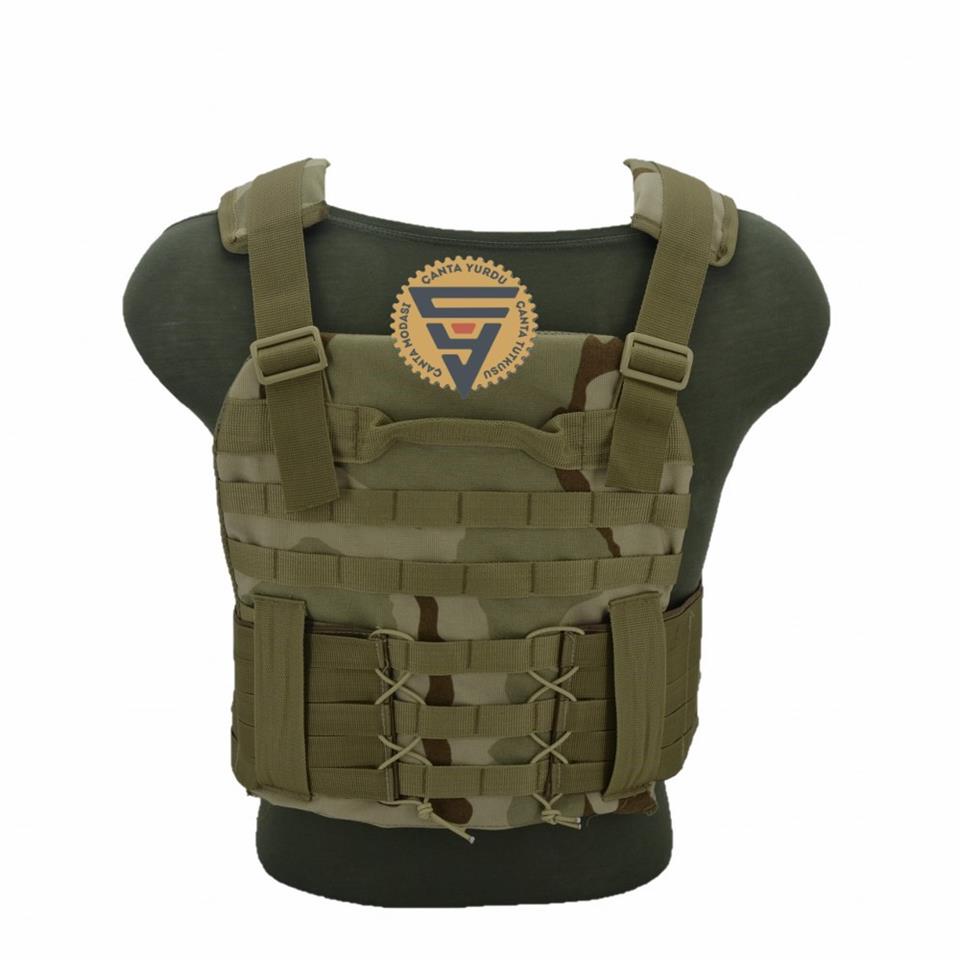Haki Kamuflaj Cordura Molle Tokalı Hücum Yeleği