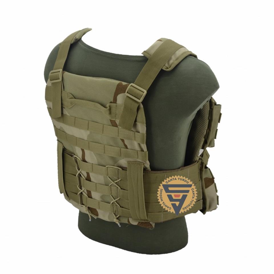 Haki Kamuflaj Cordura Molle Tokalı Hücum Yeleği