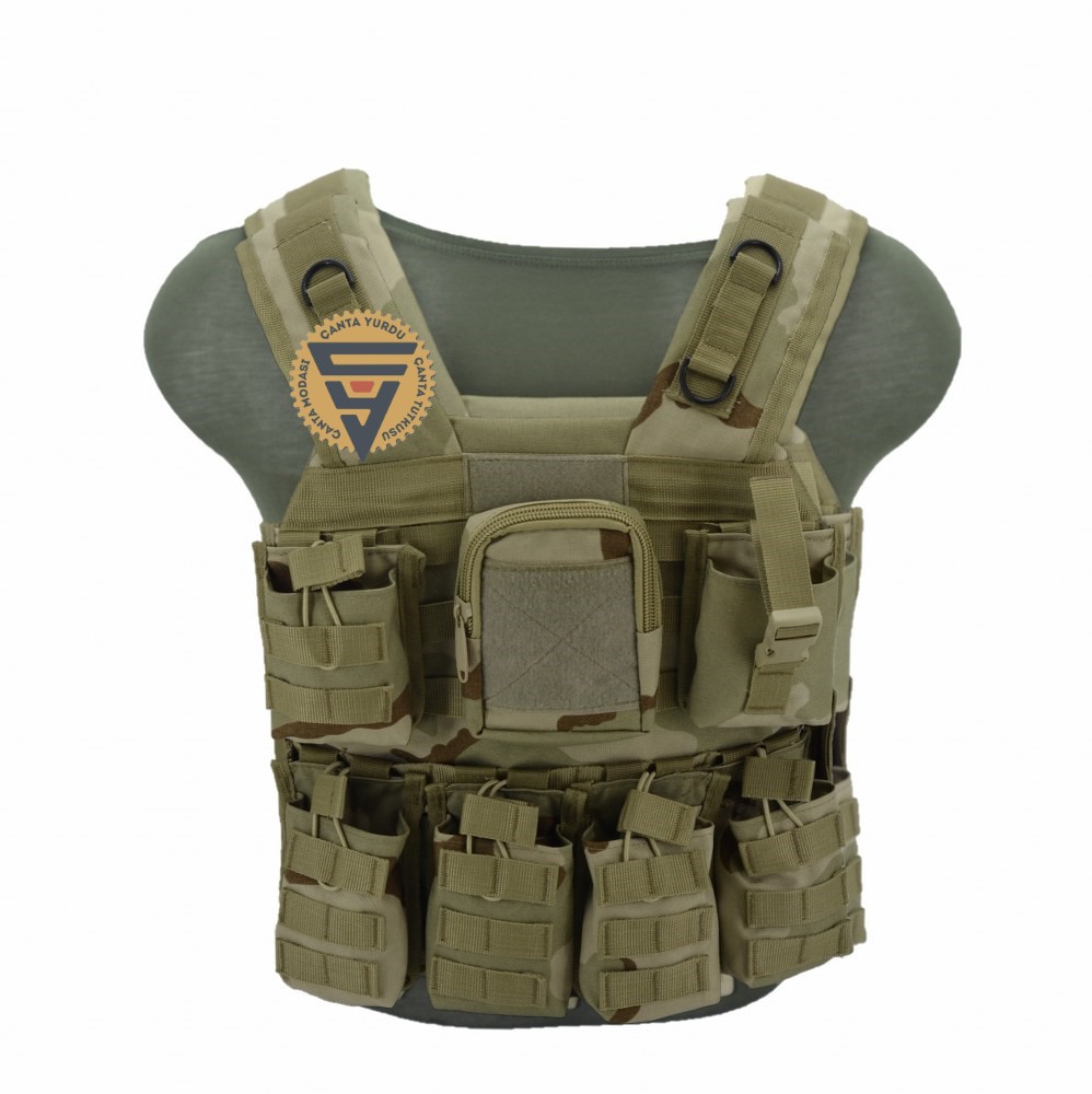 Haki Kamuflaj Cordura Molle Tokalı Hücum Yeleği