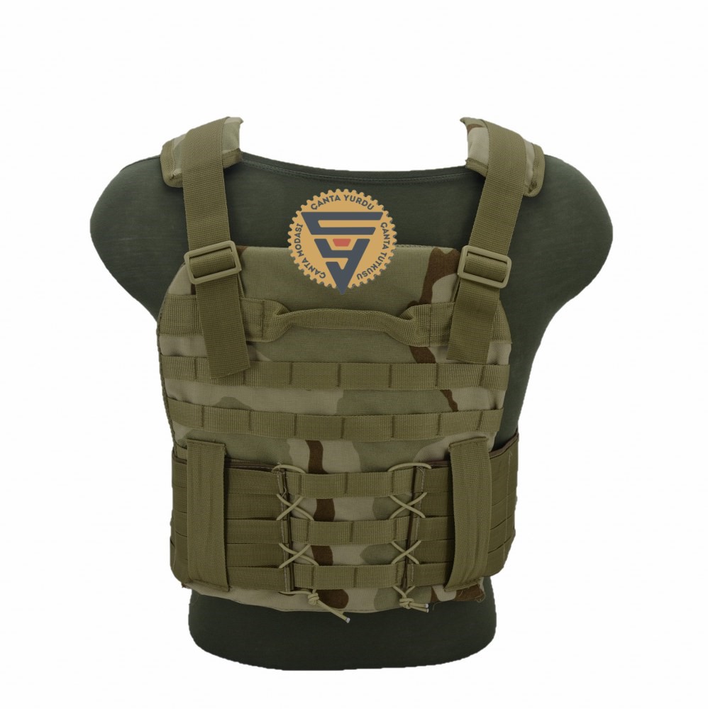 Haki Kamuflaj Cordura Molle Tokalı Hücum Yeleği