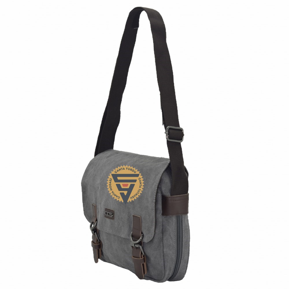 Ççs 31326 Kanvas Postacı Askılı Omuz Çantası Gri