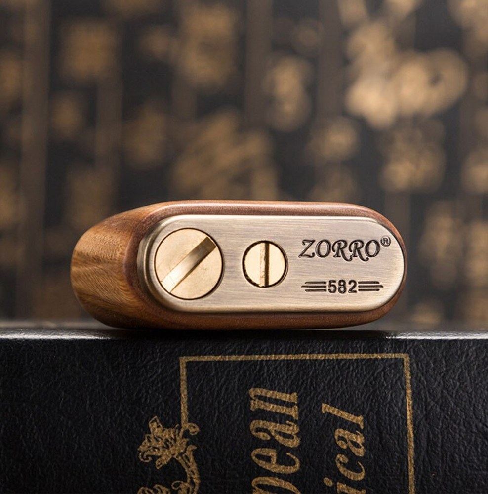 Zorro Sm-549T Benzinli Ahşap Retro Çakmak Kahve