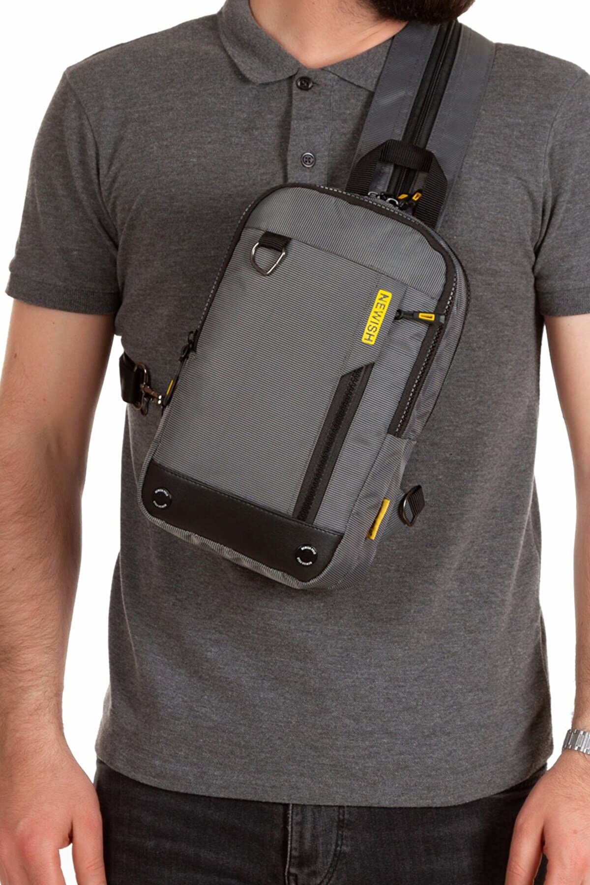 Newish Polo Imperteks Su Geçirmez Bodybag Sırt Çantası Gri