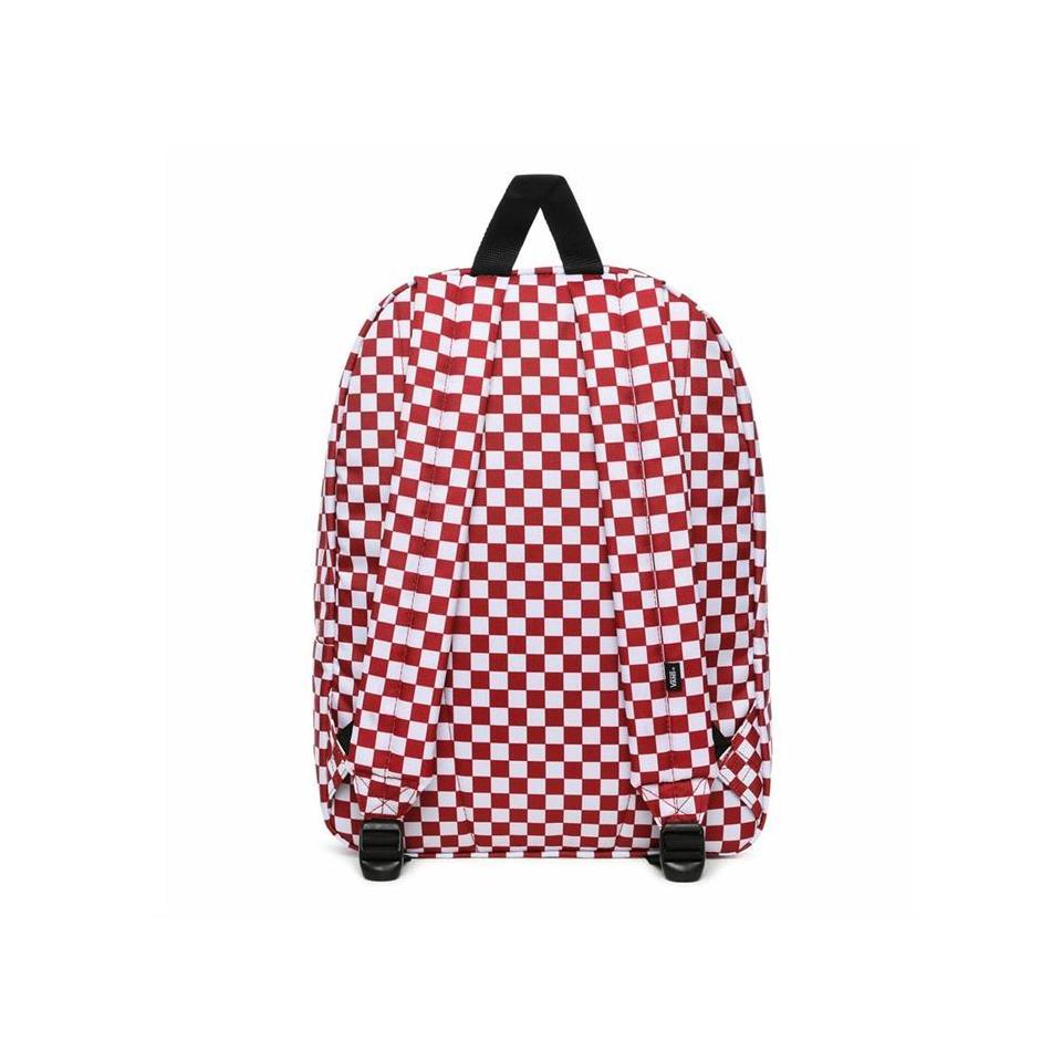 Vans Old Skool Check Sırt Çantası Siyah Kırmızı Beyaz
