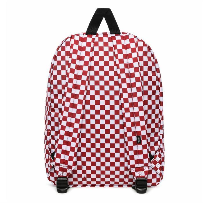 Vans Old Skool Check Sırt Çantası Siyah Kırmızı Beyaz