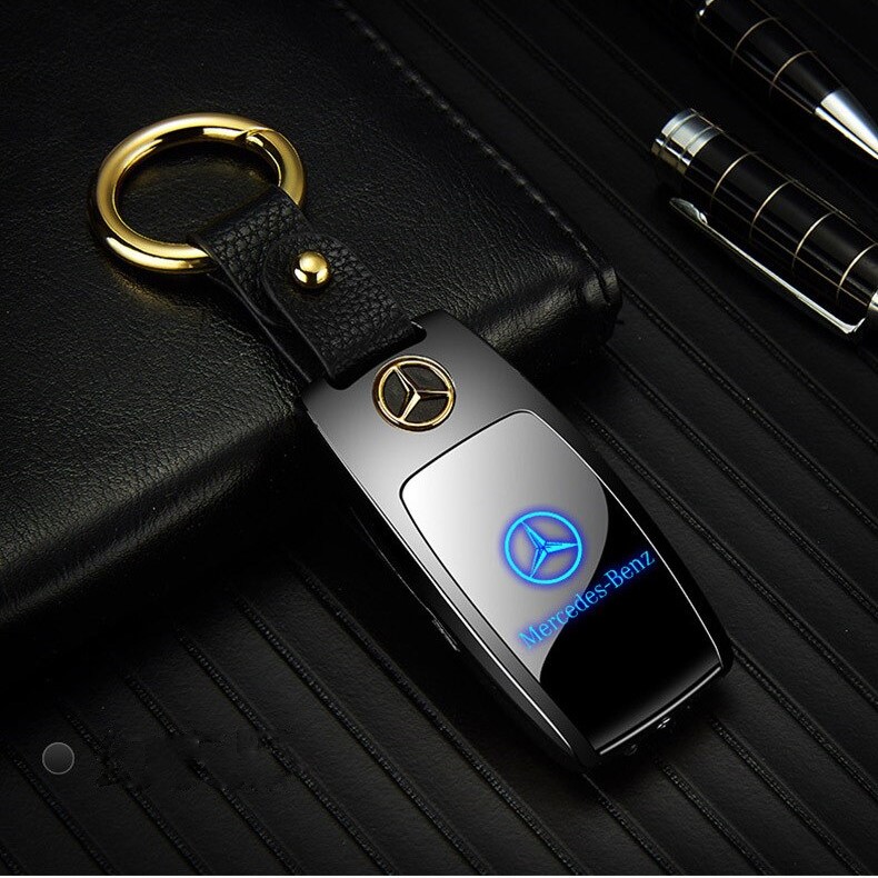 Usb Şarjlı Mercedes Anahtarı Görünümlü Fenerli Çakmak Siyah