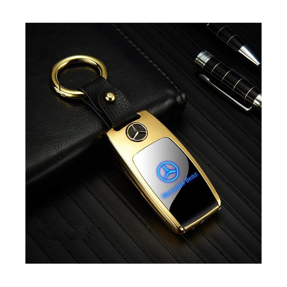 Usb Şarjlı Mercedes Anahtarı Görünümlü Fenerli Çakmak Altın