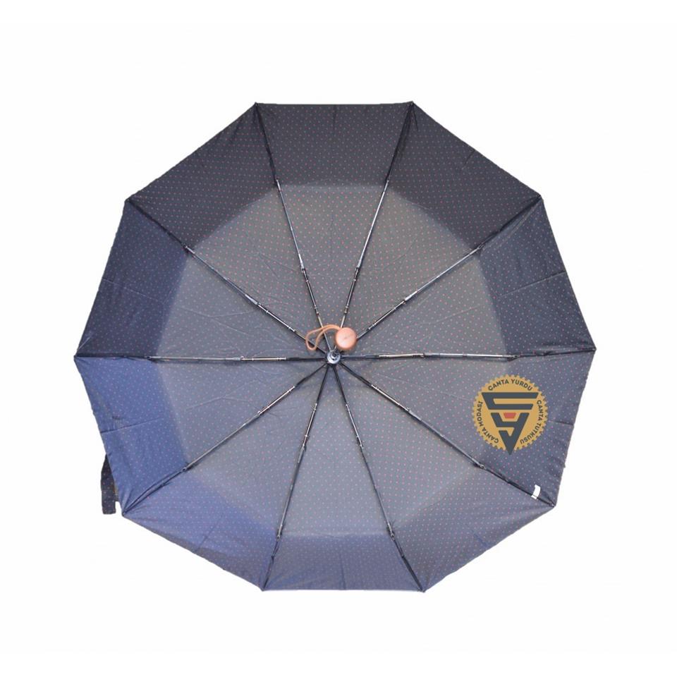 Marlux Ahşap Sap Tam Otomatik Şemsiye Noktalı Siyah