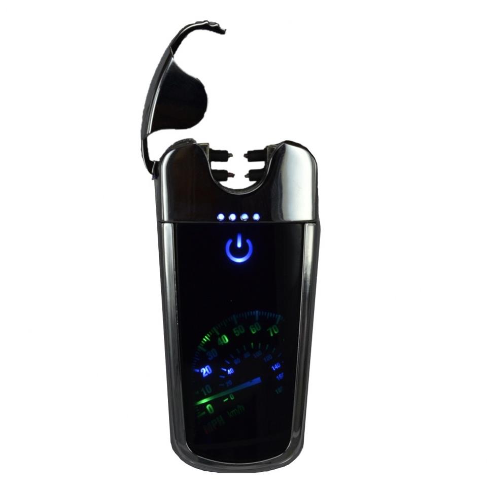 Usb Şarjlı Led Km Göstergeli Elektronik Çakmak Gümüş