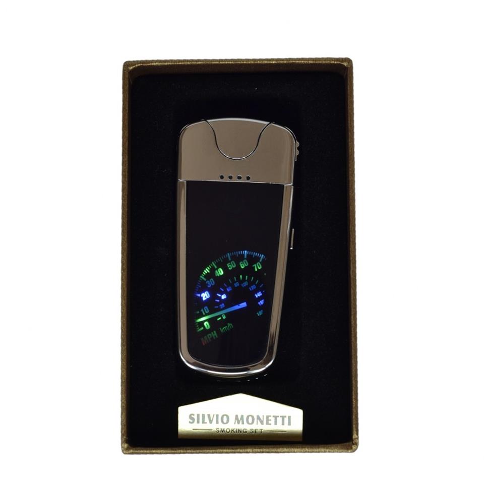 Usb Şarjlı Led Km Göstergeli Elektronik Çakmak Gümüş