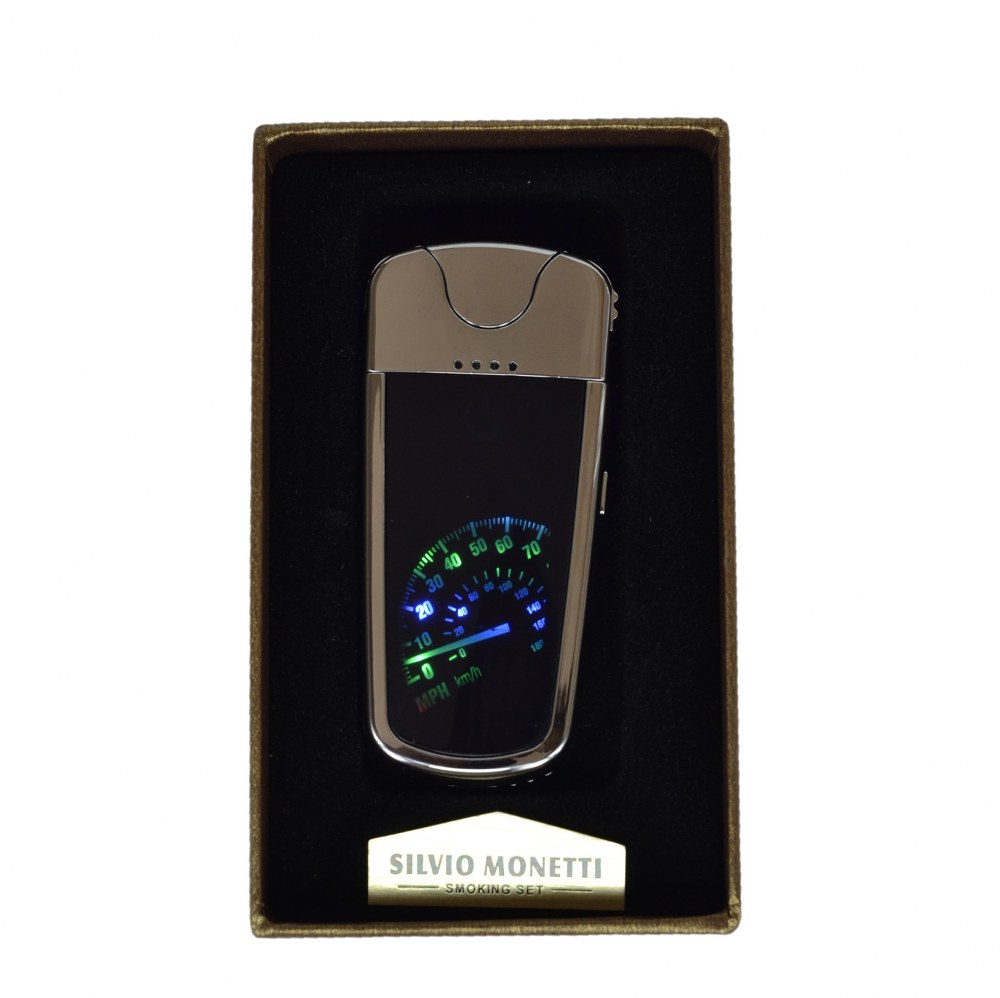 Usb Şarjlı Led Km Göstergeli Elektronik Çakmak Gümüş