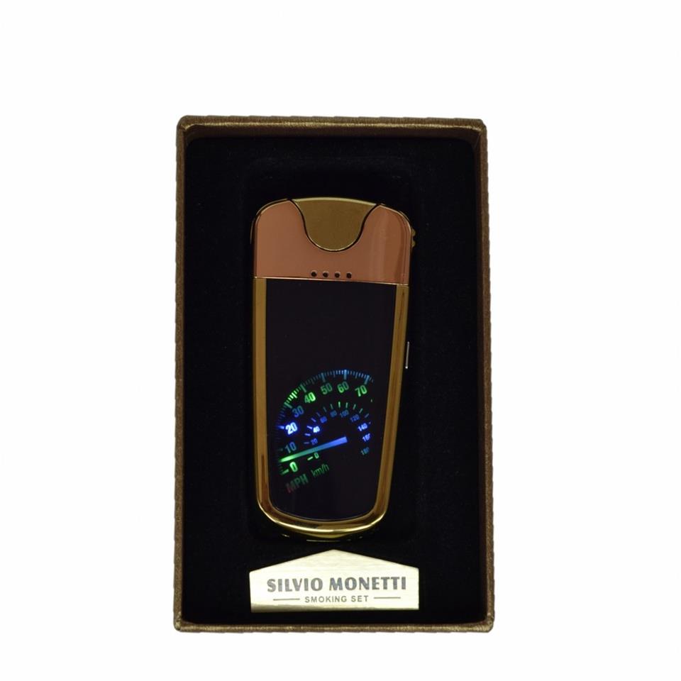 Usb Şarjlı Led Km Göstergeli Elektronik Çakmak Altın