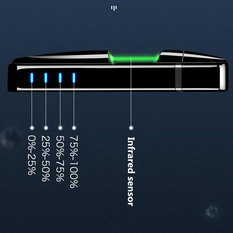 Sensörlü Alevsiz USB Şarjlı Tesla Çakmak Siyah