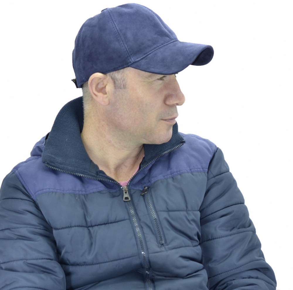 Ayarlanabilir Deri Süet Şapka Lacivert