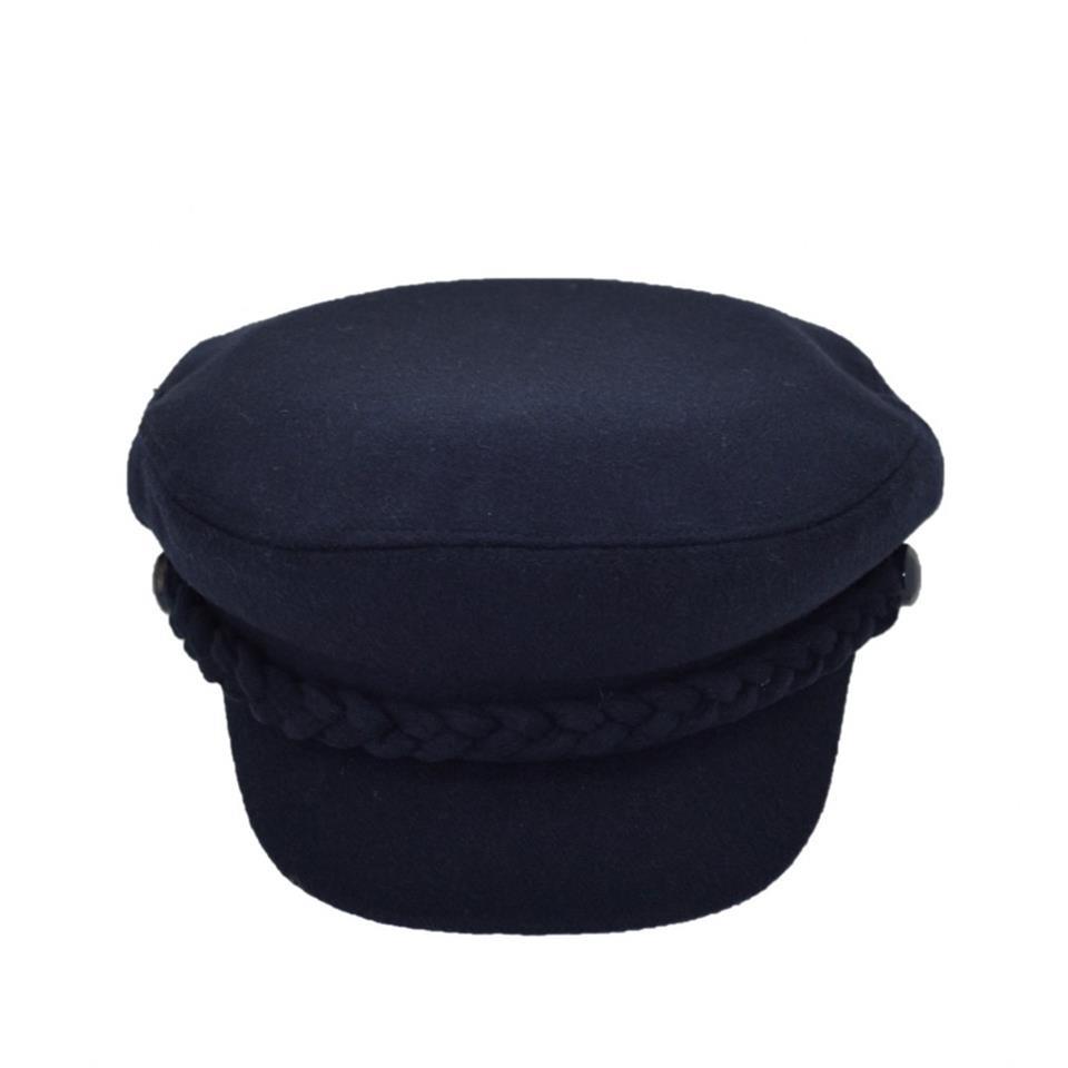 Kaşmir İngiliz Model Kaptan Kasket Şapka Lacivert