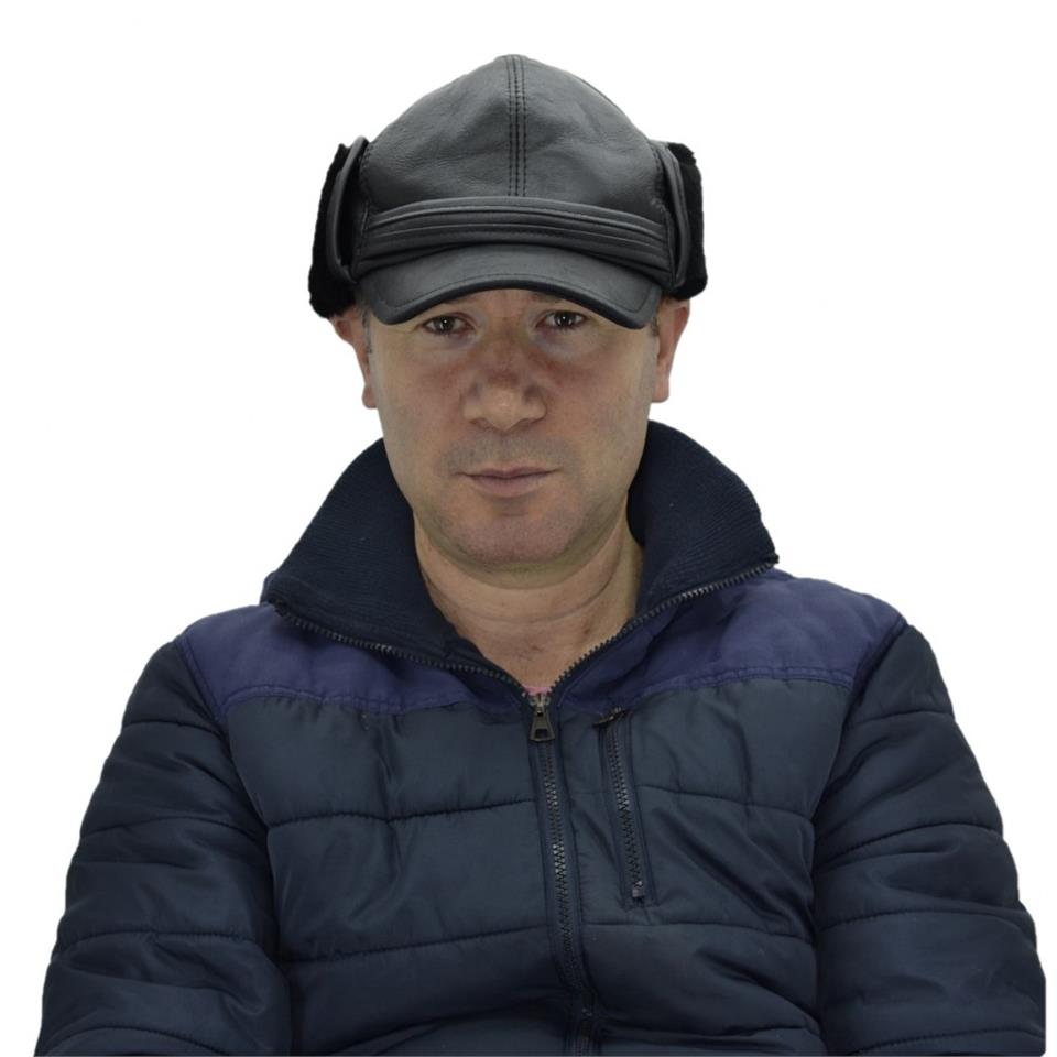 Hakiki Deri Siperlikli Kürklü Pilot Şapka Bere Siyah