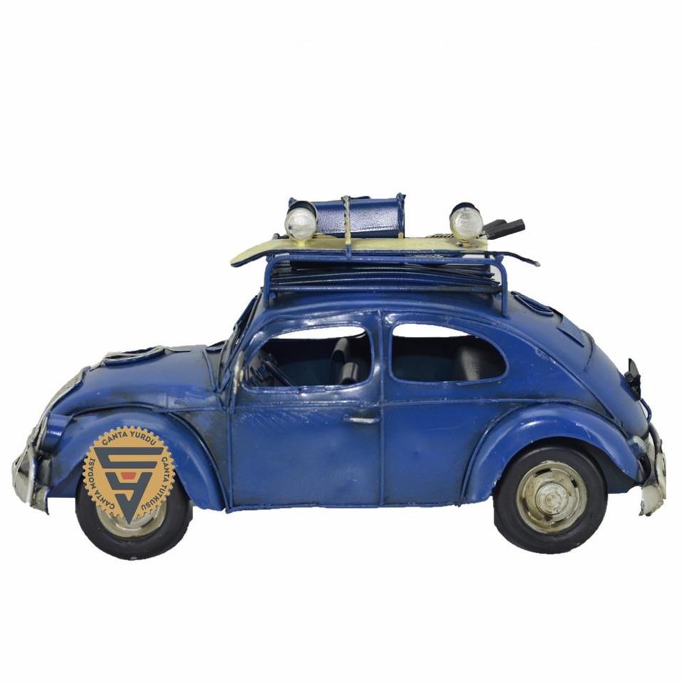 Dekoratif Nostaljik Metal Vosvos Rustik Otomobil Mavi