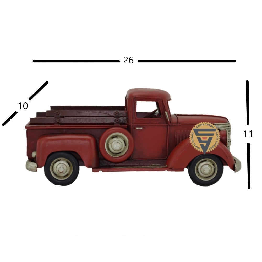Dekoratif Nostaljik Metal Vintage Ford Kamyonet Kırmızı
