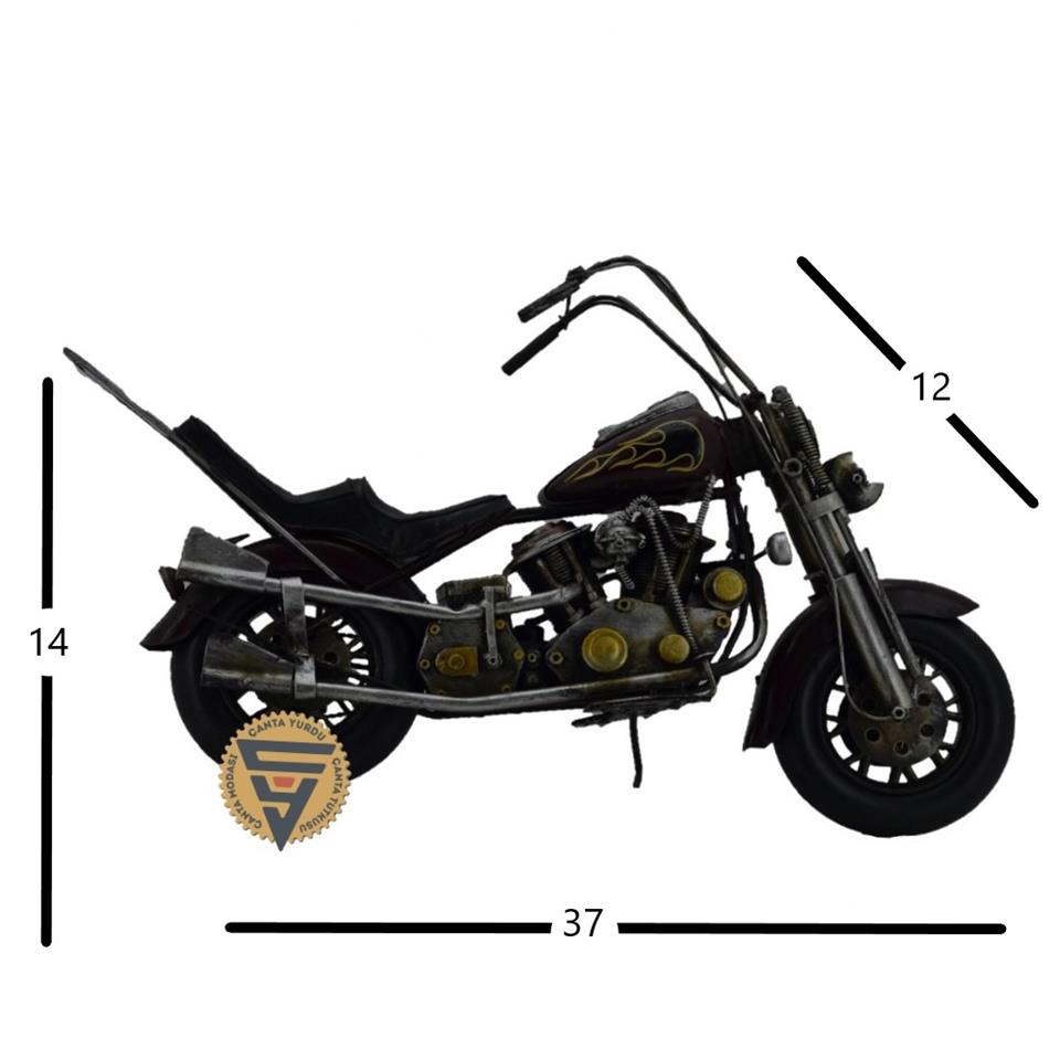 Dekoratif Nostaljik Metal Vintage Chopper  Rustik Mootosiklet Kahve