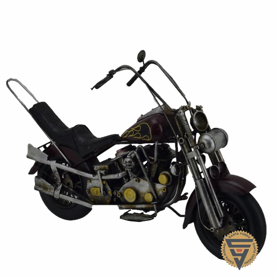 Dekoratif Nostaljik Metal Vintage Chopper  Rustik Mootosiklet Kahve