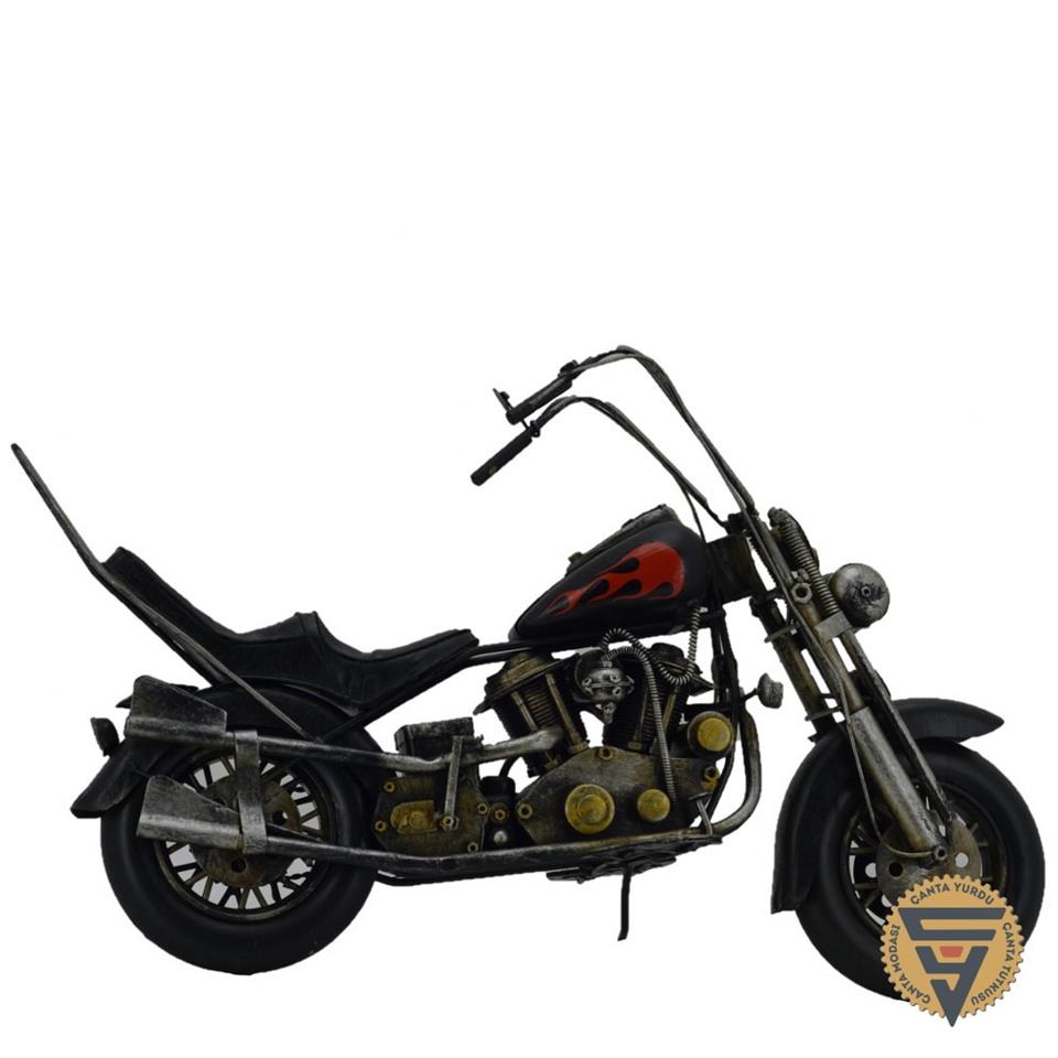 Dekoratif Nostaljik Metal Vintage Chopper  Rustik Mootosiklet Siyah