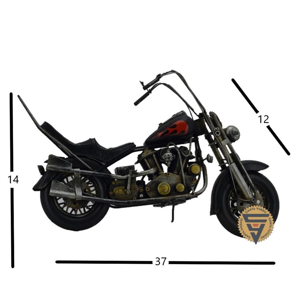 Dekoratif Nostaljik Metal Vintage Chopper  Rustik Mootosiklet Siyah