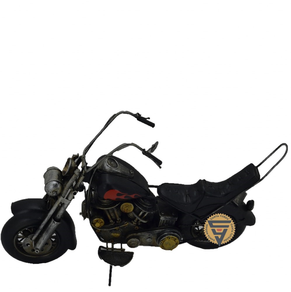 Dekoratif Nostaljik Metal Vintage Chopper  Rustik Mootosiklet Siyah