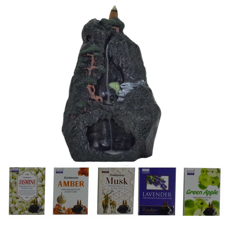 Şelale Formunda Ters Akış Tütsülük + 5 Aromatik Tütsü Siyah